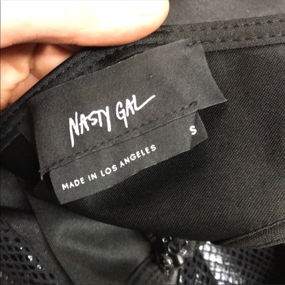 Leather V-neck Low Back Leather Bodycon Dress - Picture 5 of 7